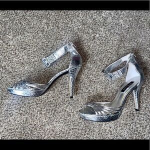 Nina New York Silver Jeweled Heels
